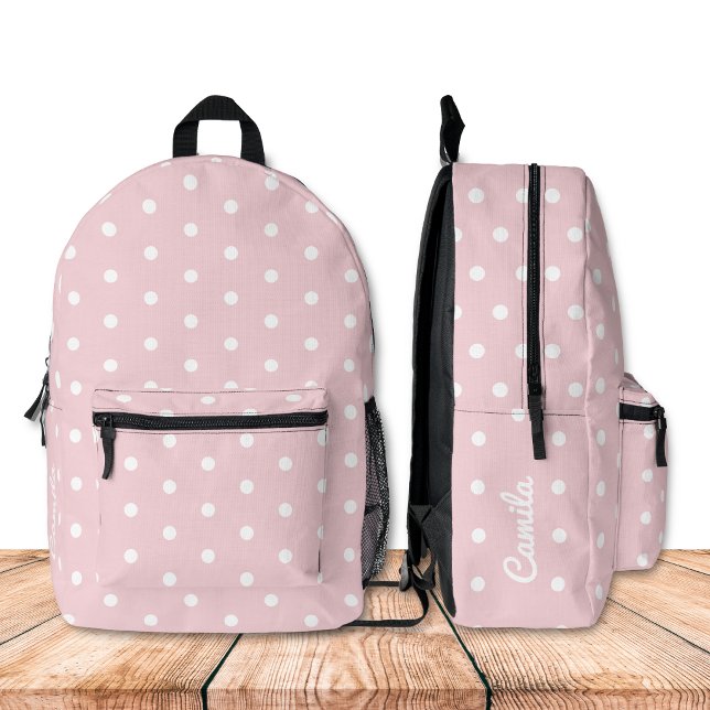 Sac À Dos Imprimé Pâle Pastel À pois (Personalize this girl backpack with your name)