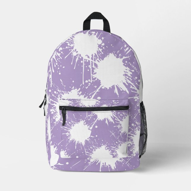 Sac À Dos Imprimé Pale violet & blanc Peinture Splatter Conception (Recto)