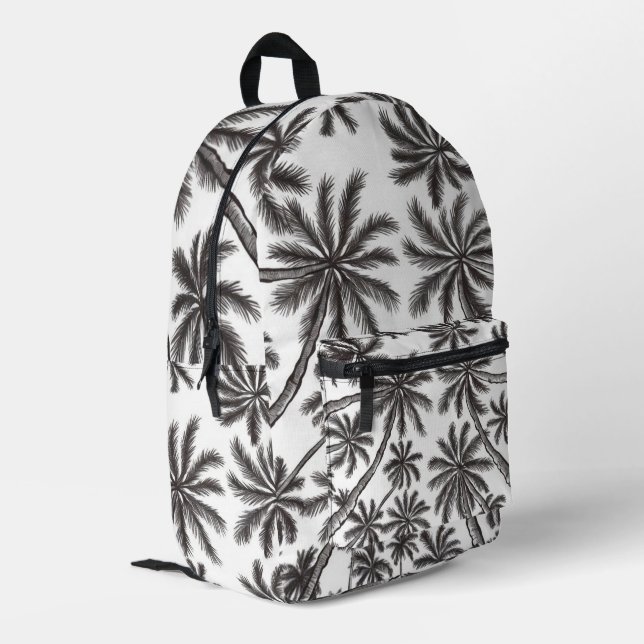 Sac À Dos Imprimé Palmiers tropicaux Motif noir et blanc (Coin arrière gauche)