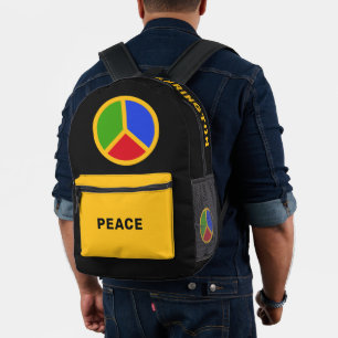 Sac À Dos Imprimé Panneau de Paix Coloré Nom personnalisé