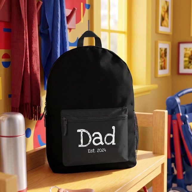 Sac À Dos Imprimé Papa Établit Texte Blanc Gras Noir (Créateur téléchargé)