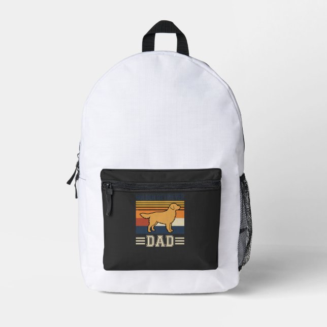 Sac À Dos Imprimé Papa Retriever Doré Chien Rétro (Recto)