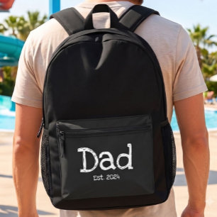 Sac À Dos Imprimé Papa Texte Blanc Gras Établit Noir