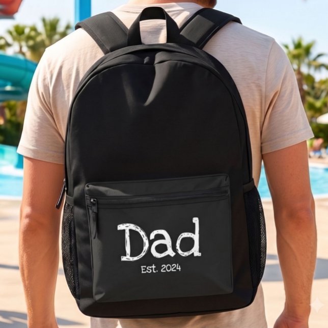 Sac À Dos Imprimé Papa Texte Blanc Gras Établit Noir (Créateur téléchargé)