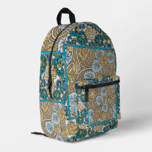 Sac À Dos Imprimé papier peint bleu art nouveau cyclamen