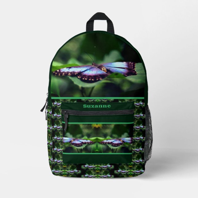 Sac À Dos Imprimé Papillon bleu nature personnalisée (Recto)