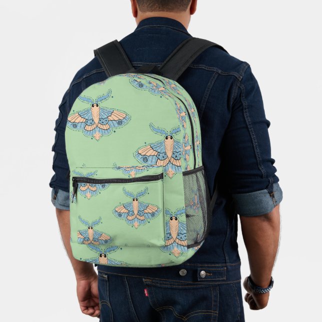 Sac À Dos Imprimé Papillon Céleste Fantaisiste — Bleu Douce et Pêche (Insitu (Modèle))
