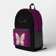 Papillon Élégant Violet Rouge Foncé Nom Personnali
