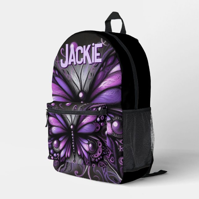 Sac À Dos Imprimé Papillon gothique blanc Personnalisé (Coin arrière droit)
