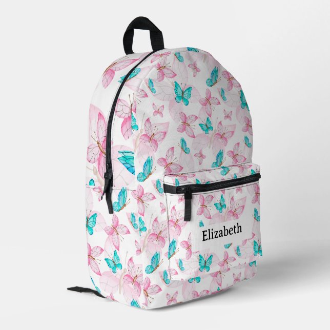 Sac À Dos Imprimé Papillon rose mignon pour fille (Coin arrière gauche)