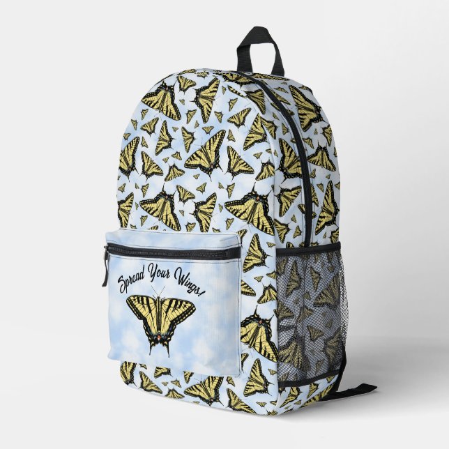 Sac À Dos Imprimé Papillon Swallowtail Jaune Personnalisé (Coin arrière droit)