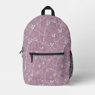 Sac À Dos Imprimé Papillons à l'aquarelle sur rose poudré