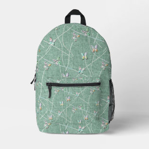 Sac À Dos Imprimé Papillons aquarelle sur Mint GreenLInen