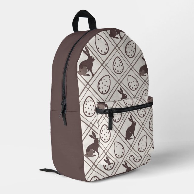 Sac À Dos Imprimé Pâques carreaux marron   (Coin arrière gauche)