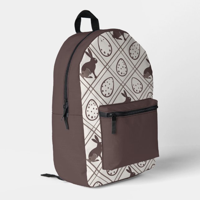 Sac À Dos Imprimé Pâques carreaux marron   (Coin arrière gauche)