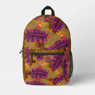 Sac À Dos Imprimé Paradis de palme Olive Brun
