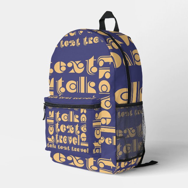 Sac À Dos Imprimé Parler Texte bleu Voyage (Coin arrière droit)