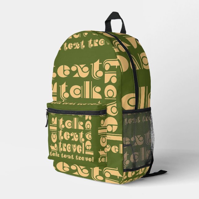Sac À Dos Imprimé Parler texte Voyage vert (Coin arrière droit)