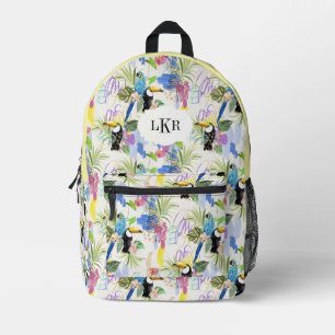 Sac À Dos Imprimé Parrot & Toucan Motif tropical 3 lettres Monogramm
