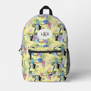 Sac À Dos Imprimé Parrot & Toucan Motif tropical 3 lettres Monogramm