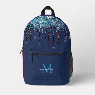 Sac À Dos Imprimé Parties scintillant d'Agate Bleu Monogramme person