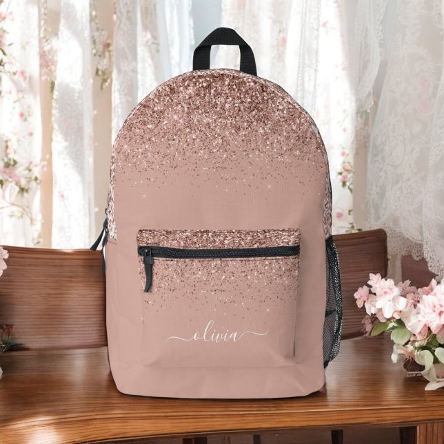 Sac À Dos Imprimé Parties scintillant or rose rose pâle Nom du monog (Créateur téléchargé)