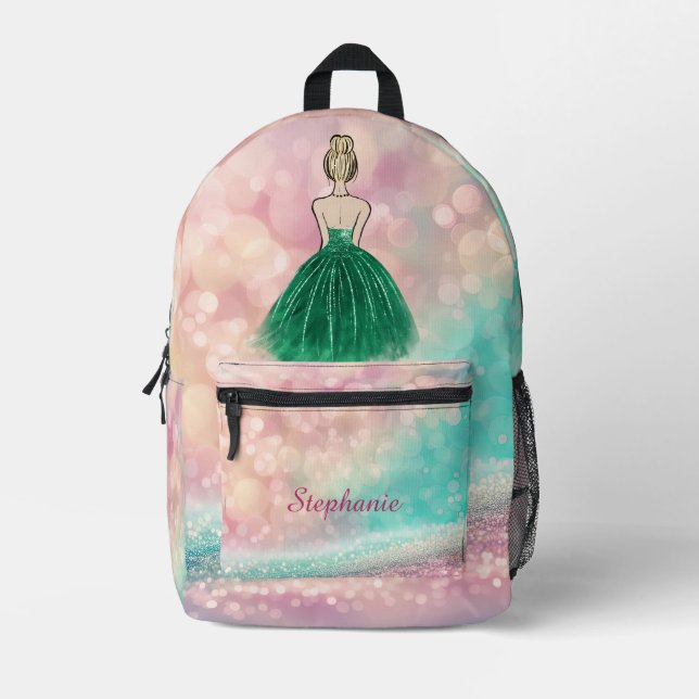 Sac À Dos Imprimé Pastel Gradient Parties scintillant Rainbow Bokeh (Recto)