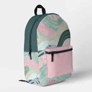 Sac À Dos Imprimé Pastel Green Pink Gold Wavy Motif