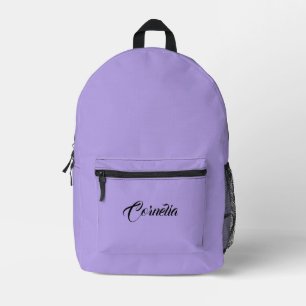 Sac À Dos Imprimé Pastel Lilas Gris Nom Personnalisé Noir