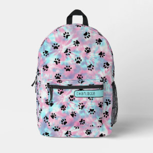Sac À Dos Imprimé Pastel Powder Rose Aqua Shibori Paw Motif mûre