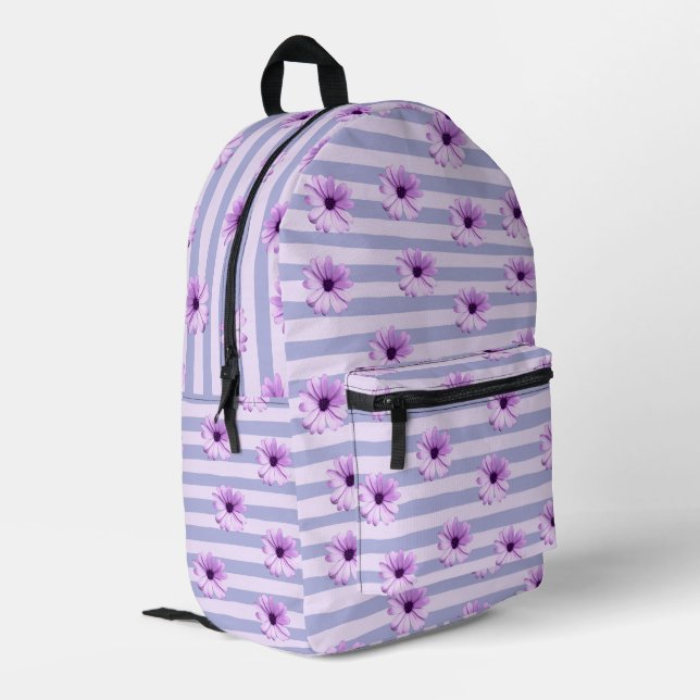 Sac À Dos Imprimé Pastel stripes pattern with Daisies (Coin arrière gauche)