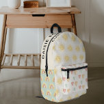 Sac À Dos Imprimé Pastel Sunshine personnalisé<br><div class="desc">Ce sac à dos de l'école pour enfants est un vrai rêve devenu réalité pour les enfants, avec des nuances pastel subtiles de vert, jaune, rose et crème. Le sac est orné de rayons de soleil, de coeurs et d'arcs-en-ciel, ce qui en fait un complément joyeux et attrayant à tout...</div>