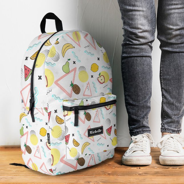 Sac À Dos Imprimé Pastèque tropicale Banana Ananas Blanc élégant (Tropical Watermelon Banana Pineapple White Stylish Printed Backpack
)