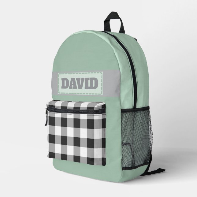 Sac À Dos Imprimé Patch brodé de monogramme pastel mignon Plaid de B (Coin arrière droit)