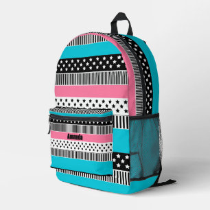 Sac À Dos Imprimé Patchwork en bandes multicolores de tissu i