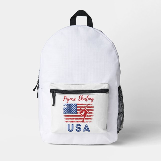 Sac À Dos Imprimé Patinage artistique USA American Flag Ice Skater (Recto)
