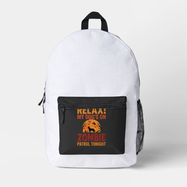 Sac À Dos Imprimé Patrouille de Chien Zombie Halloween (Recto)