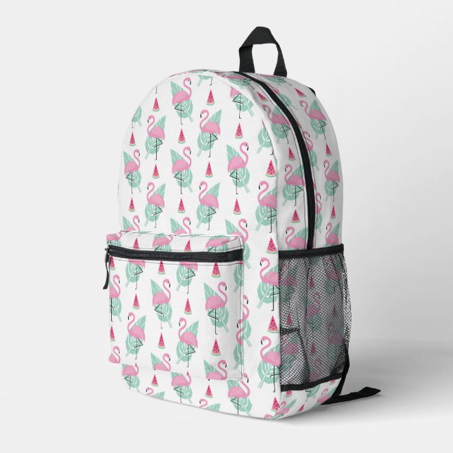 Sac À Dos Imprimé Patters Flamingo et Watermelon Pastel (Coin arrière droit)
