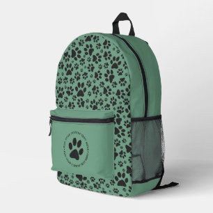 Sac À Dos Imprimé Pattes de chien noir et blanc à pois sur fond cyan