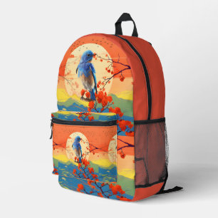 Sac À Dos Imprimé Paysage Fleurissant Oiseau De La Nature Japonaise