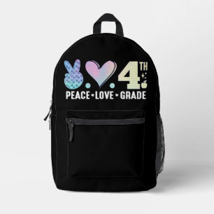 Sac À Dos Imprimé Peace Love 4th Grade Retour à l'école