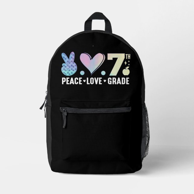 Sac À Dos Imprimé Peace Love 7th Grade Back To School Drôle (Recto)