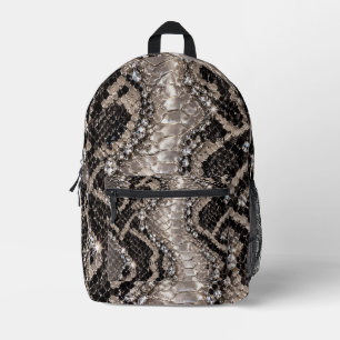 Sac À Dos Imprimé Peau de serpent cristal argenté Luxe