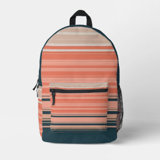 Sac À Dos Imprimé Pêche légère, corail et motif rayé orange