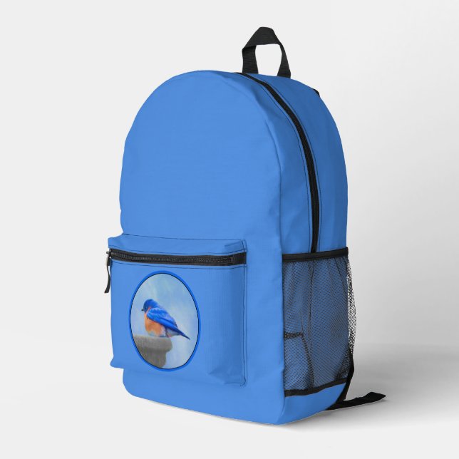 Sac À Dos Imprimé Peinture Bluebird - Art Original d'Oiseau (Coin arrière droit)