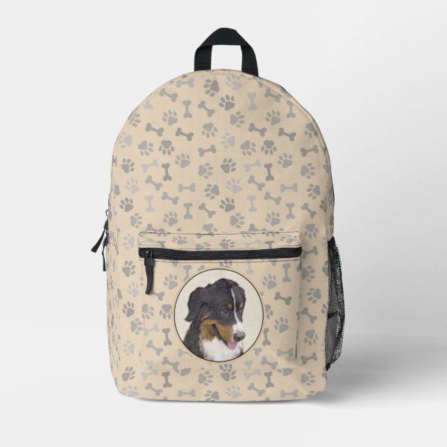 Sac À Dos Imprimé Peinture de Bouvier Bernois - Art Canin Original (Recto)