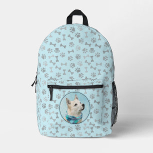 Sac À Dos Imprimé Peinture de Buhund norvégien - Art original de chi