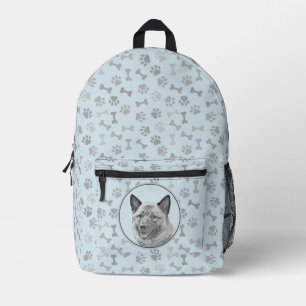 Sac À Dos Imprimé Peinture de Chien Norvégien Elkhound - Art Origina