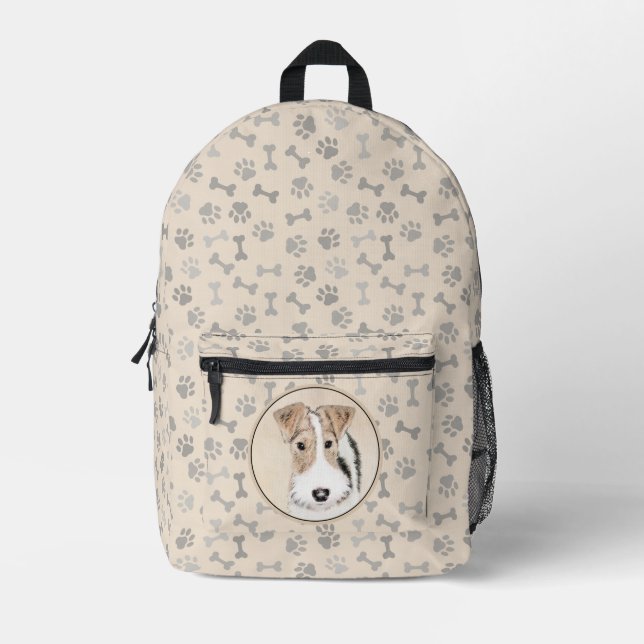 Sac À Dos Imprimé Peinture de Fox Terrier à poil dur - Art original  (Recto)