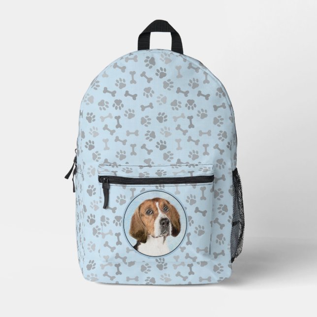 Sac À Dos Imprimé Peinture de Foxhound Anglais - Art Original de Chi (Recto)